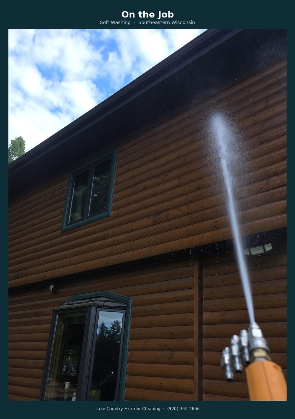 Soft washing log siding in Southeastern Wisconsin